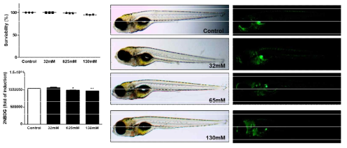 Effect of high glucose on surviability and glucose uptake in High-glucose induced zebrafish larvae
