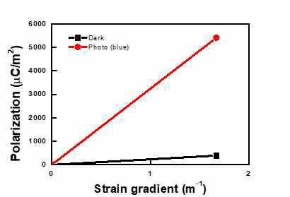 페로브스카이트 소자의 암 및 광 상태의 strain gradient 에 따른 polarization