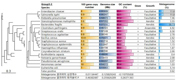 Mock community group3-2의 구성 및 metagenome 분석