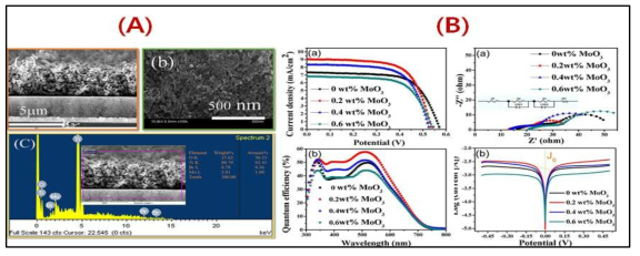 MoO3 나노소재를 첨가한 전극의 소자 특성 결과