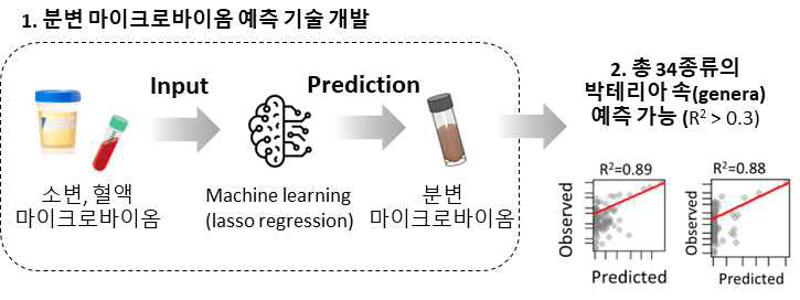 소변/혈액 샘플을 사용한 분변 마이크로바이옴 예측 기술