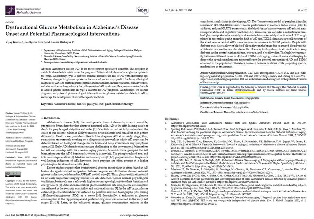 Published article in International journal of Molecular Sciences (IF. 6.208)