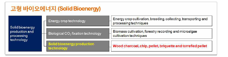 목재로부터 생산 가능한 고형 바이오에너지의 종류(출처:Kim 등, 2014).
