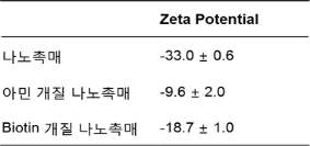 표면 개질에 따른 나노촉매복합체의 표면전하 변화