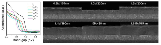 CsFAMAPbIxBr3-x (X=2-3) 소재의 밴드갭 변화와 페로브스카이트 전구체 농도에 따른 박막의 두께 형성 제어