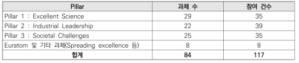 Pillar 별 과제 참여 현황