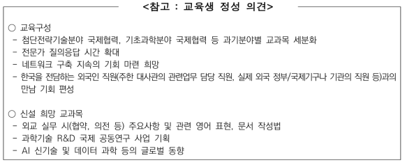 2022 과학기술외교 아카데미 교육생 의견 요약