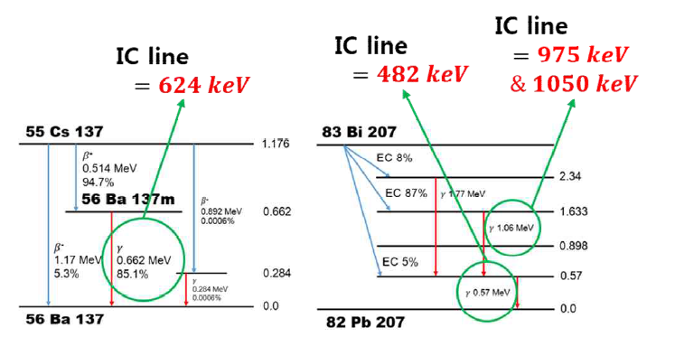 137Cs과 207Bi 선원의 내부전환전자(Internal Conversion Electron)