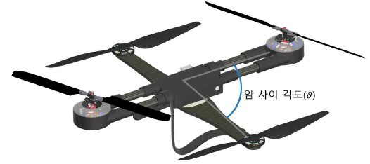 암 사이 각도 변화를 통해 비행 모드 변환이 가능한 DM2UAV 3D 모델링