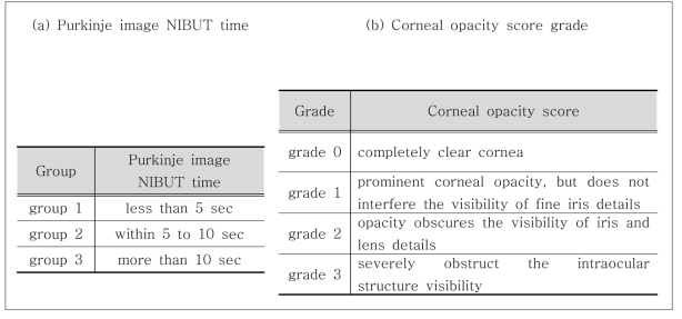 데이터 분석을 위한 group 설정과 corneal opacity score 설정