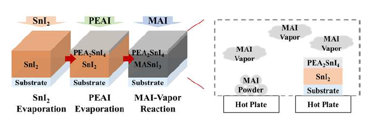2D PEA2SnI4 / 3D MASnI3 페로브스카이트 이중층 구조 제작 공정 모식도>