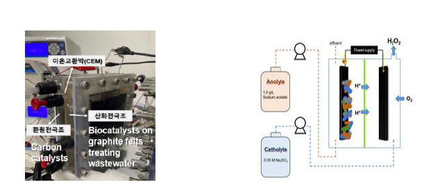 최적화 미생물전기화학시스템(BES, Bioelectrochemical system) 반응조 사진&도식