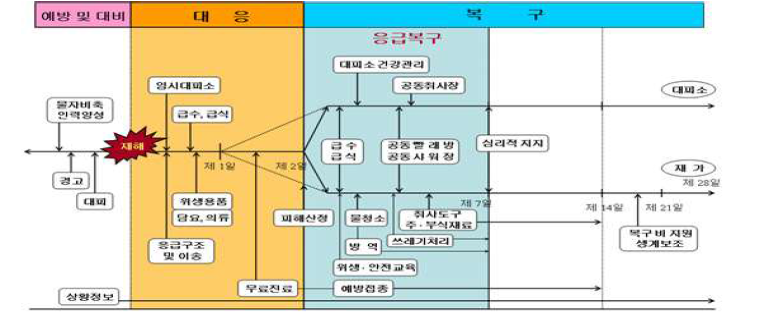 인명피해 중심 재난대응 단계별 흐름