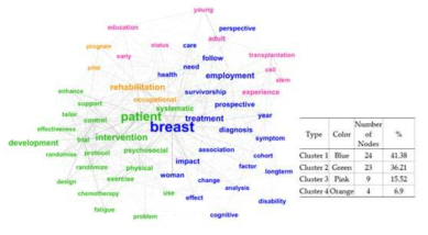 Clustering and semantic network diagram for keywords