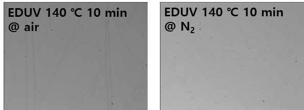 대기와 질소환경에서 EDUV 어닐링 한 경우의 금속산화물 표면 비교