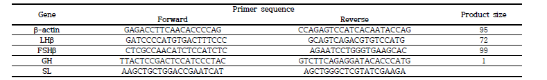 Primers used for quantitative real-time PCR (qRT-PCR) of eel pituitary cell culture in Experiment.1, 2