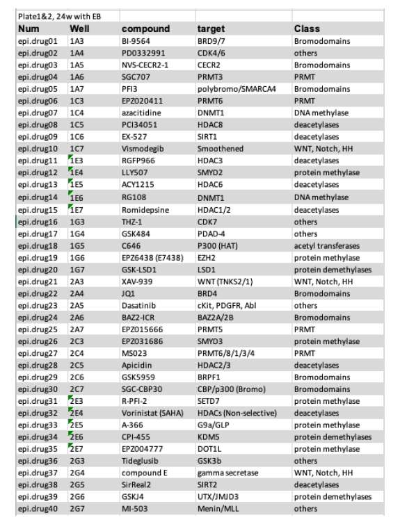 Epigenetic drug의 screening 패널 구축