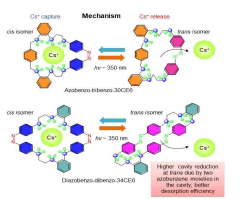 세슘 회수용 광감음성 리간드(ABTB-24CE4=azobenzo tribenzo-24-crown-4, ABTB-28CE6=azobenzo tribenzo-28-crown-6, ABTB-30CE6=azobenzo tribenzo-30-crown-6)의 광감응성 기작