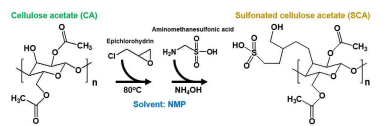 Cellulose acetate를 기반으로 한 sulfonated cellulose acetate 고분자 전해질 (SCA) 합성법