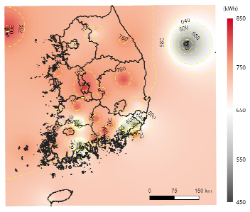 공간통계 보간 기술 기반의 발전량 예측지도