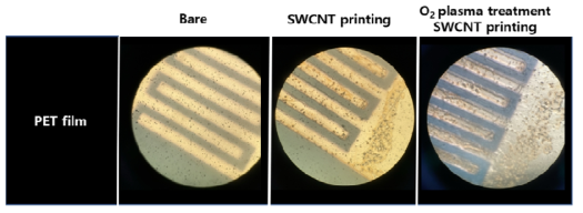 산소 플라즈마 처리에 따른 SWCNT의 코팅 정도