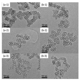 TEM images of mesoporous silica samples: PMS-3H (a-1), PMS-3M (a-2), PMS-3S (a-3), PMS-4H (b-1), PMS-4M (b-2), PMS-4S (b-3)