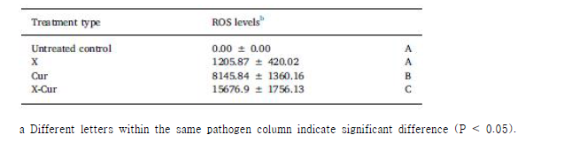 Reactive oxygen species (ROS) levels in Listeria monocytogenes cells measured using CM-H2DCFDA.