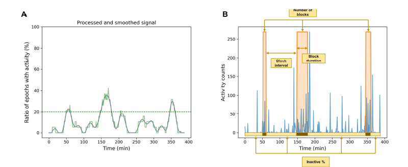 Methods of motor activity block analysis using actigraphy
