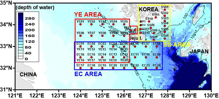 연구 대상해역 정점도