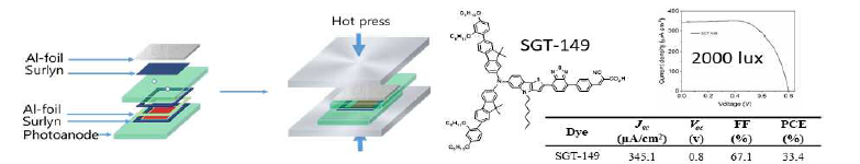 포피린 SGT-149 및 새로운 밀봉 방법을 적용하여 제작된 염료감응 태양전지의 성능 결과