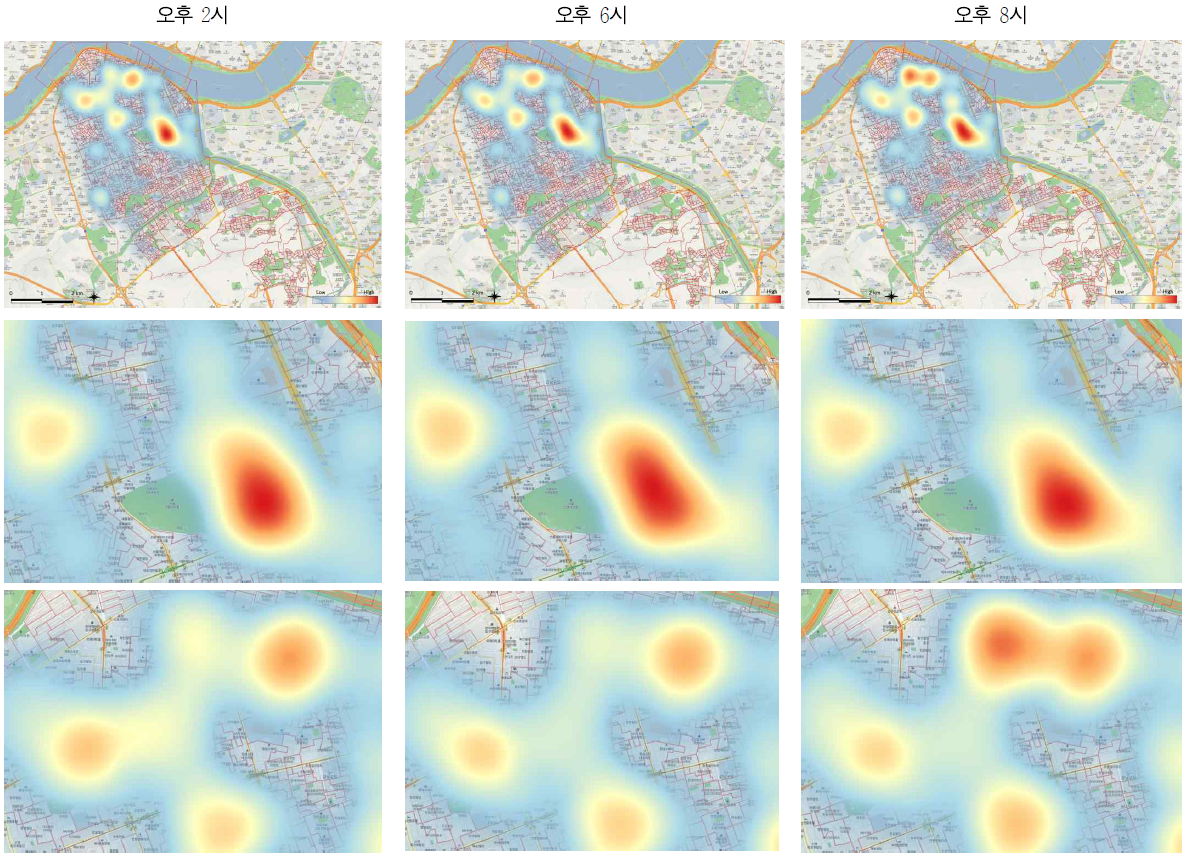 Distribution status and hotspot analysis of shared electric kickboards by time period-2