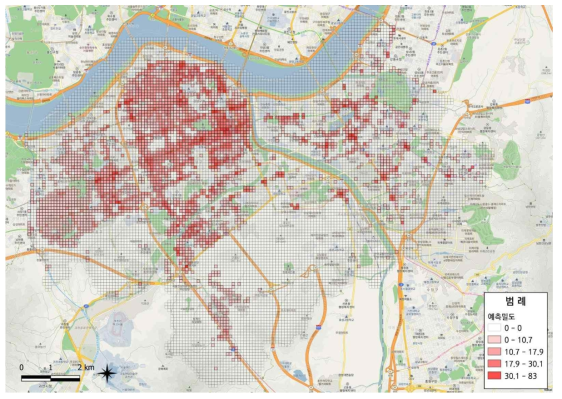 Distribution estimation result of shared electric kickboard considering regional characteristics