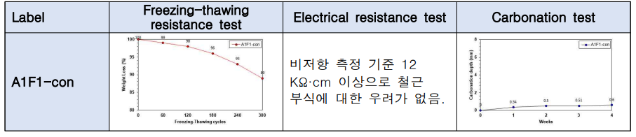 중성자 차폐 HPFRCC 콘크리트의 내구성 결과