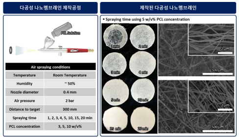 기계적 스프레이 방법을 이용한 다공성 나노멤브레인의 제작공정