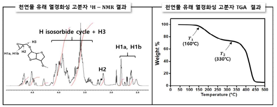 천연물 유래 열경화성 고분자 1H NMR 및 TGA 결과