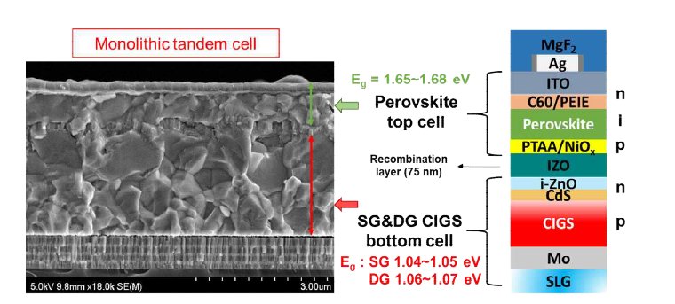 페로브스카이트-CIGS 탠덤 태양전지 구조