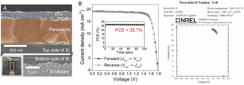 페로브스카이트/실리콘 이중 접합 태양전지 구조 및 효율 특성