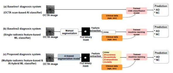 FAZ segmenation, analysis, classification 에서 AI와 machine learning 등 다양한 방법을 이용한 시도