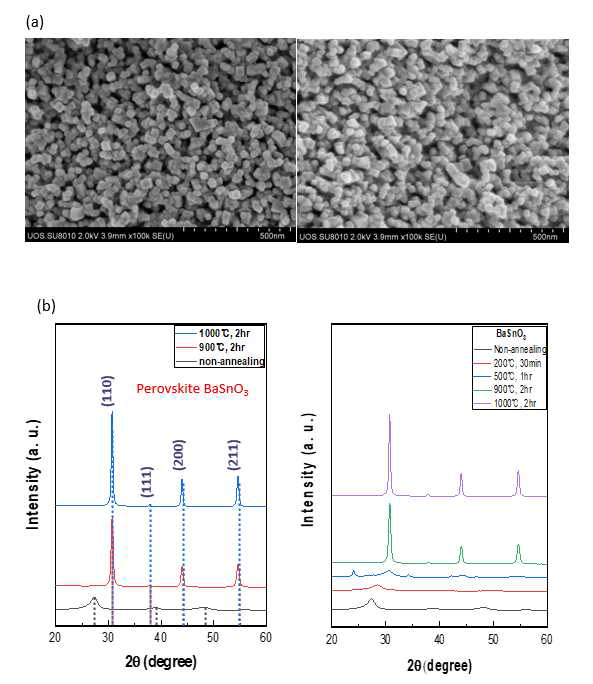 BaSnO3 (a)SEM data (b) XRD Data