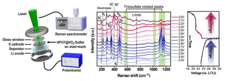 실시간 분석용 셀 구성 및 thiosulfate 생성 불균일 반응을 관찰한 raman spectrum