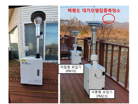 백령도 임시 미세먼지 측정소의 모습