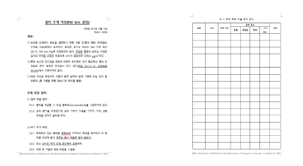 PM 농도 결정을 위한 필터 무게 측정 절차서