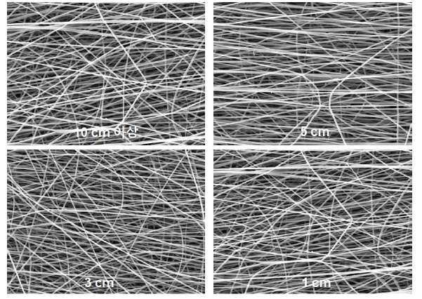 절연블럭 간격에 따른 PVDF 나노섬유 (정렬도가 높지 않음)