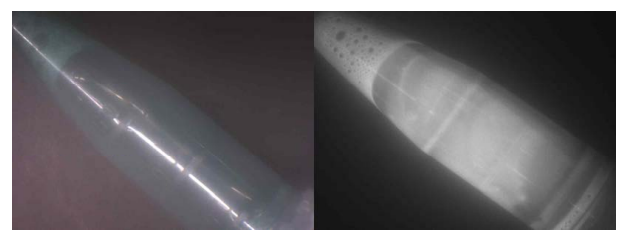 근적외선, 가시광 융합영상시스템으로 촬영된 ICG 튜브 가시광 및 형광영상Ÿ 근적외선 형광 진단-치료 시스템 설계/제작