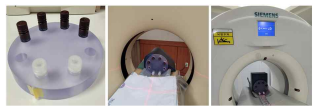(좌) PMMA 재질의 Holder, (중) Brilliance 64 (Philips), (우) SOMATOM Definition Flash (Siemens)