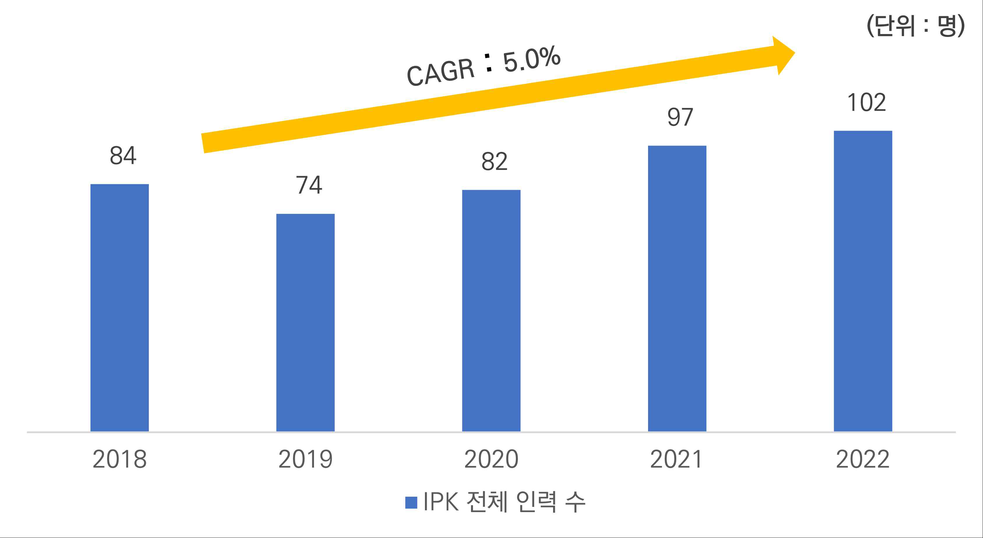 최근 5년 (’18~’22) IPK 인력 수 추이