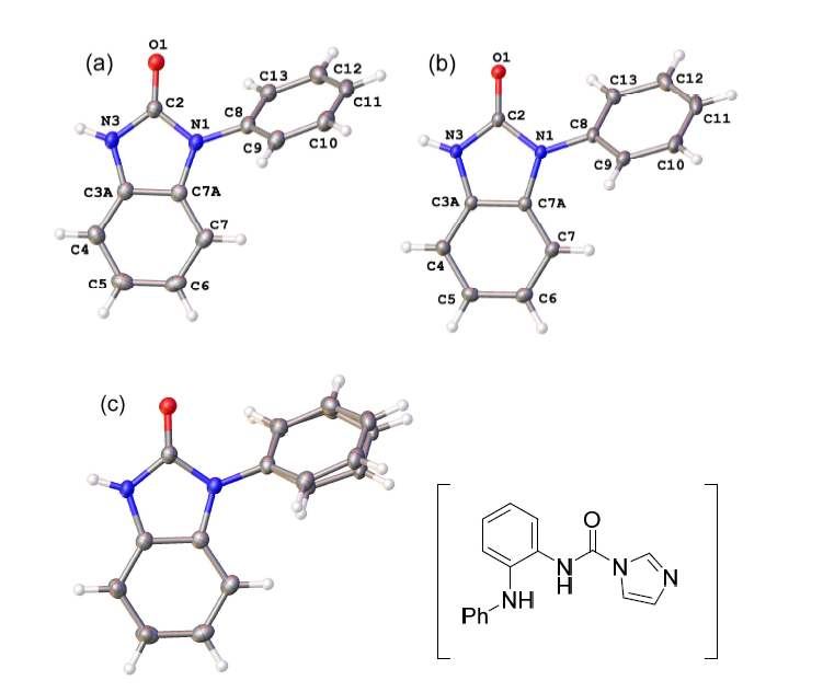 단일 치환된 중간체와 얻어진 benzimidazole 화합물의 결정구조