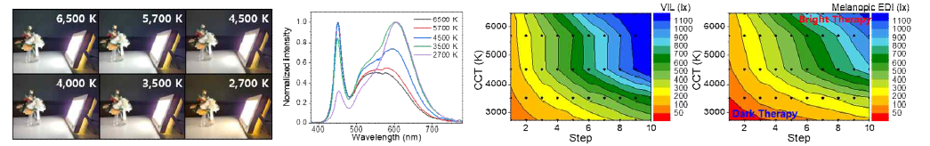 2세대 일주기 tunable LED 램프를 사용하여 구현된 다양한 색온도의 조명 환경