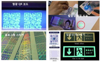 보안용 발광재료의 응용 예