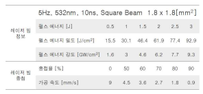 레이저 피닝 가공 변수